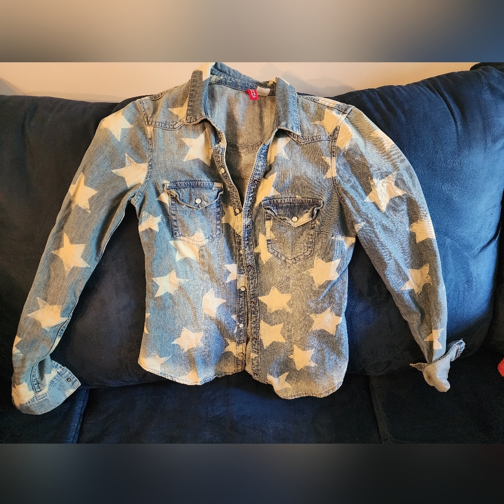 Divided denim button down shirt